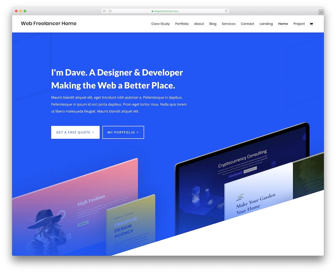 divi 프리랜서 웹사이트 템플릿