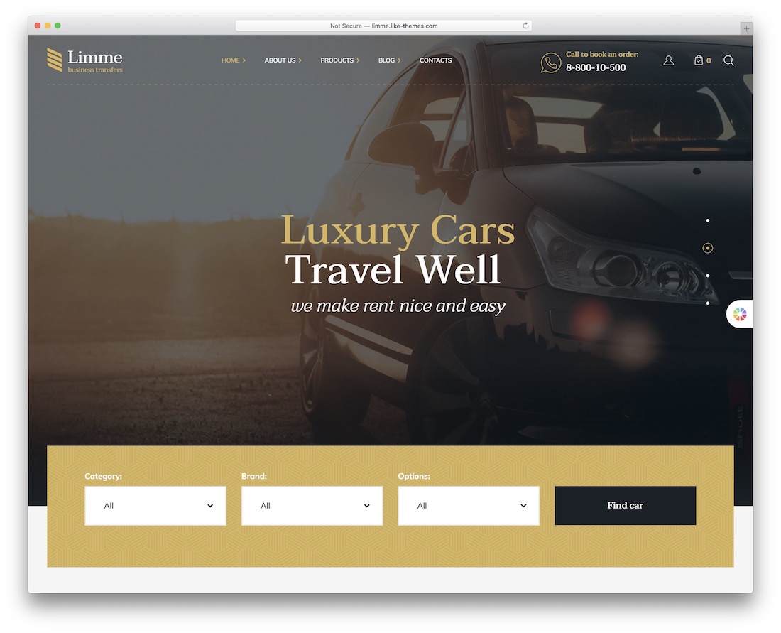 thème wordpress de location de voiture lime