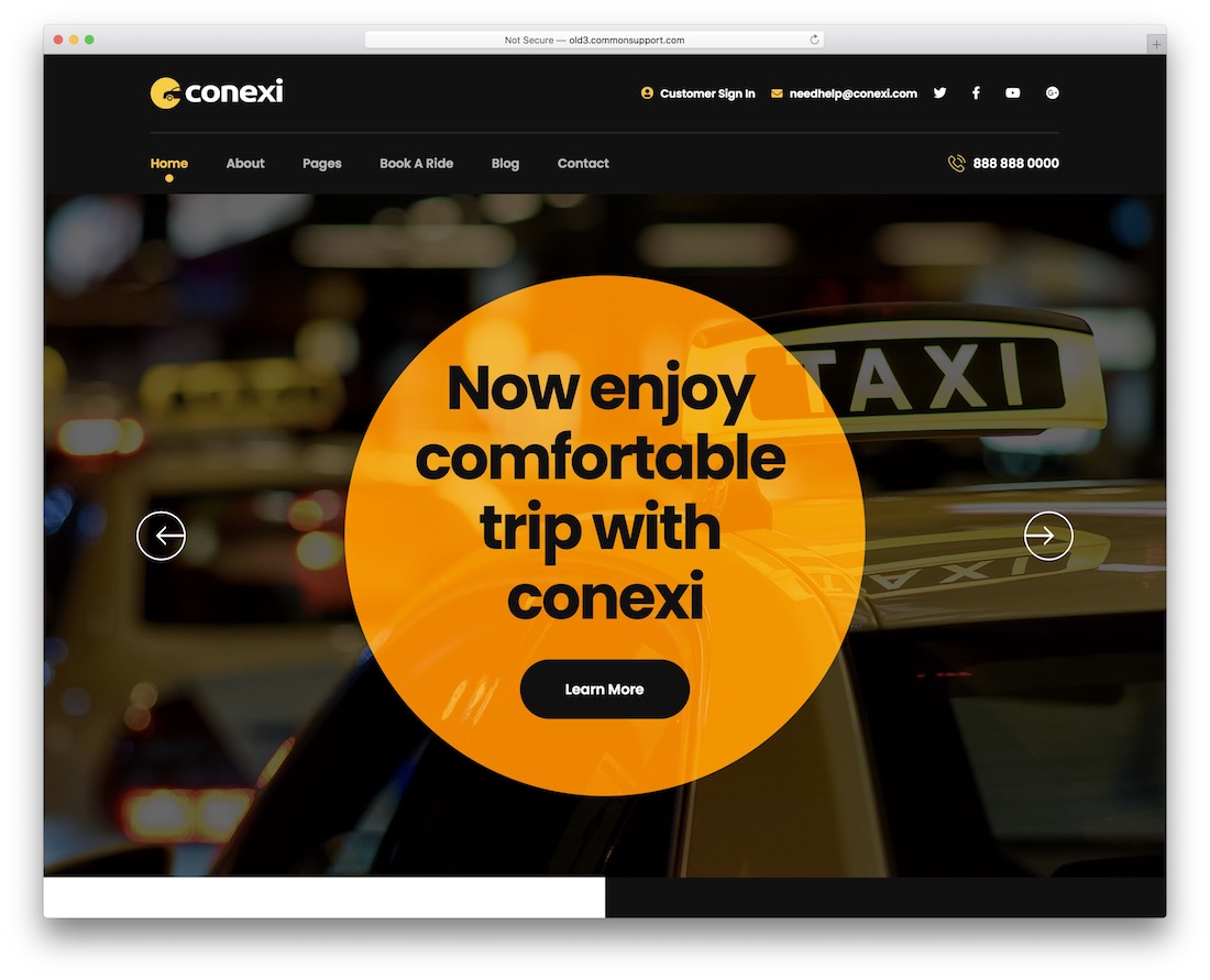 thème wordpress de location de voiture conexi