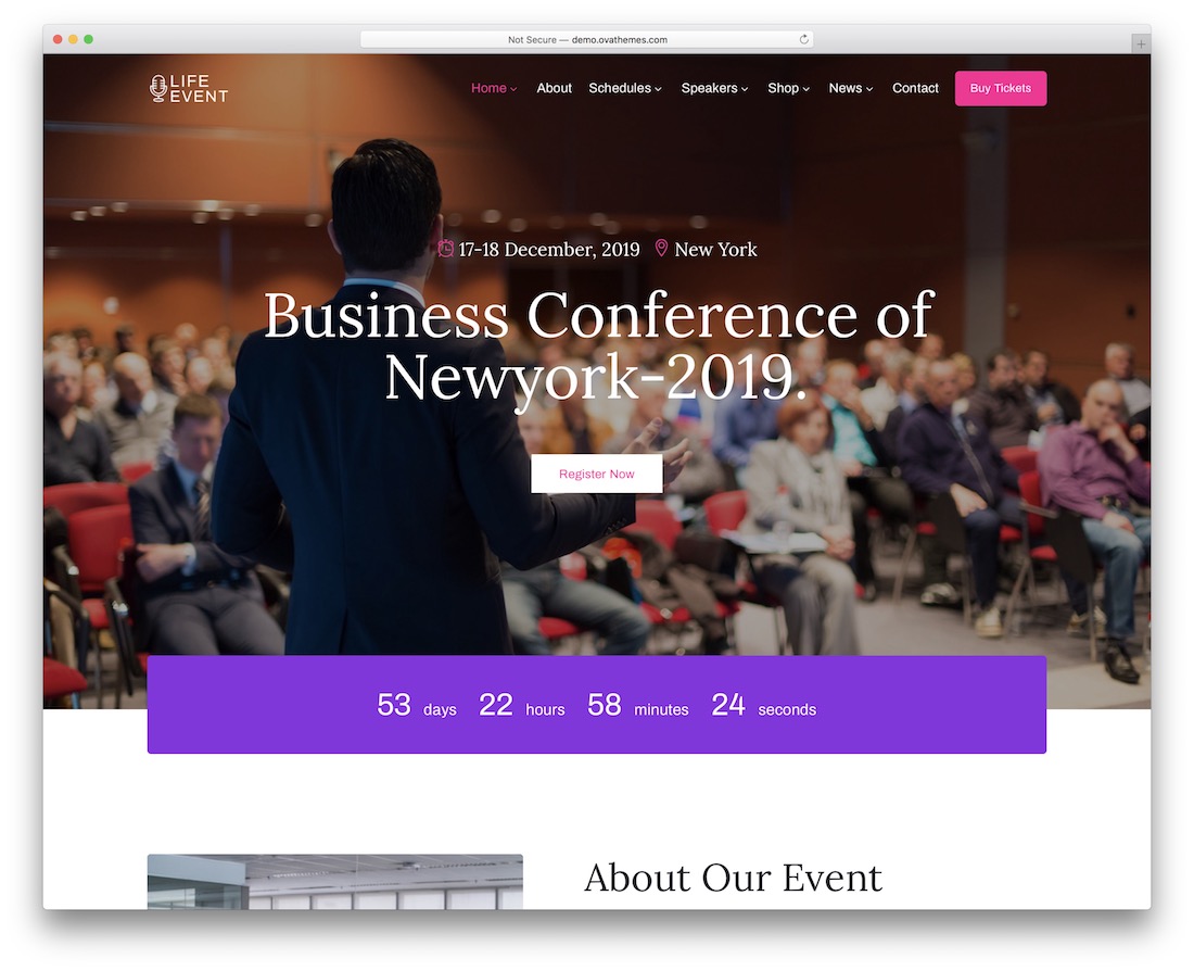 thème wordpress du haut-parleur lifevent