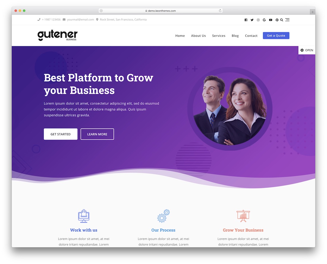 gutener free wordpress startowy motyw