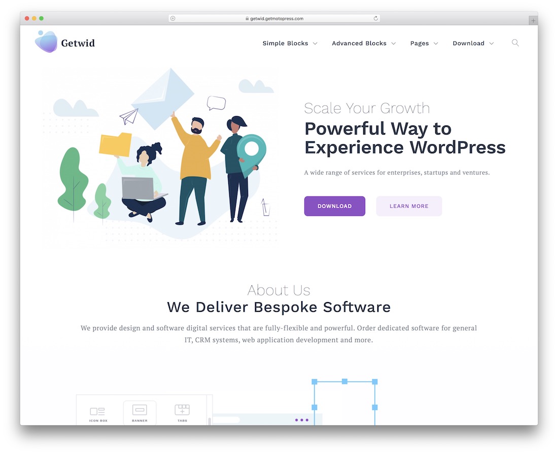 getwid base darmowy płaski motyw wordpress