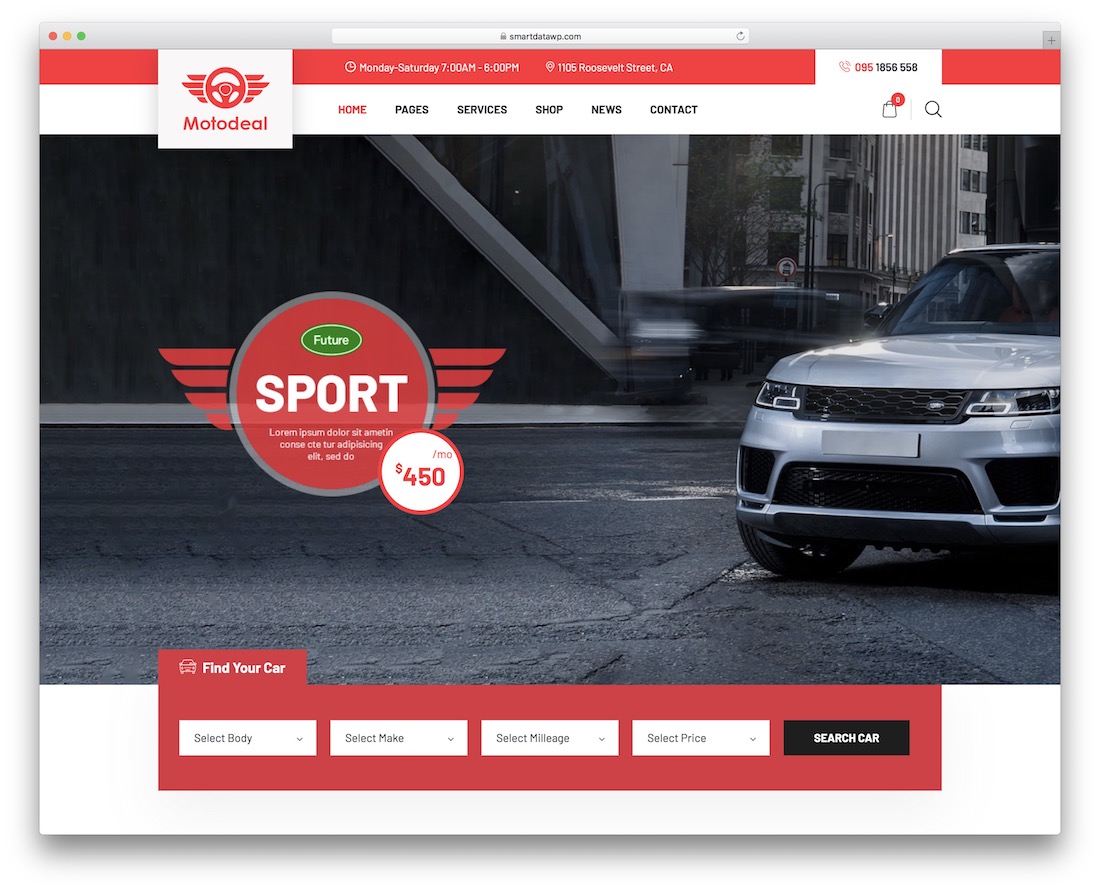 Motyw wordpress dla dealera samochodów motodeal
