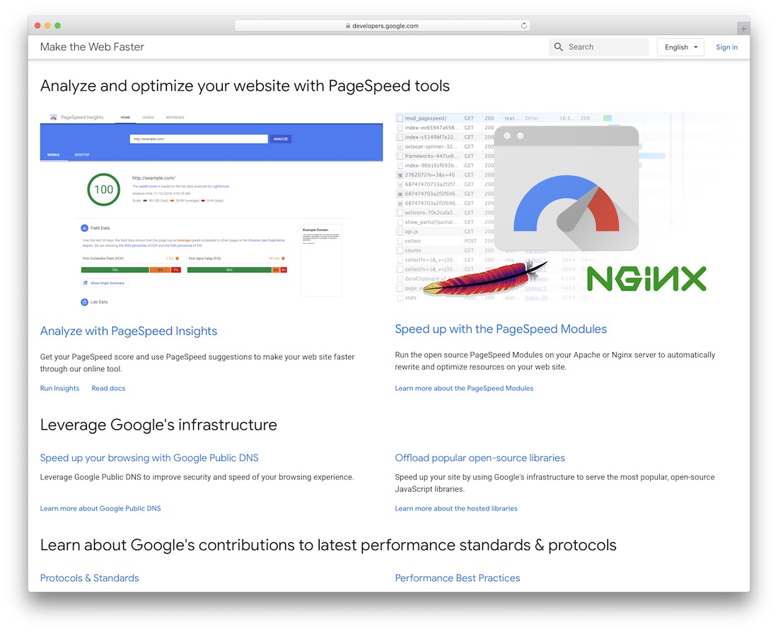 outil d'optimisation des performances du site Web pagespeed