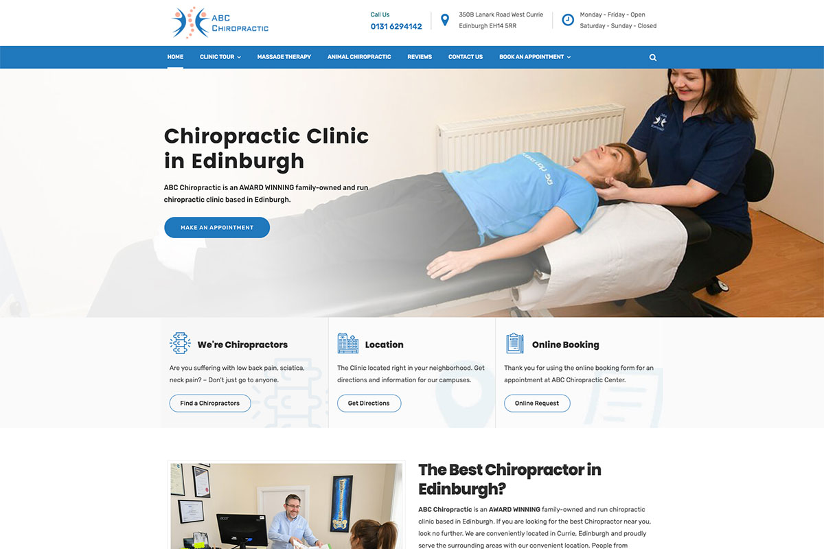 Design do site da ABC Quiropraxia