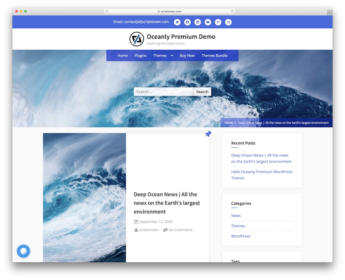 tema wordpress de rolagem paralaxe grátis oceanly