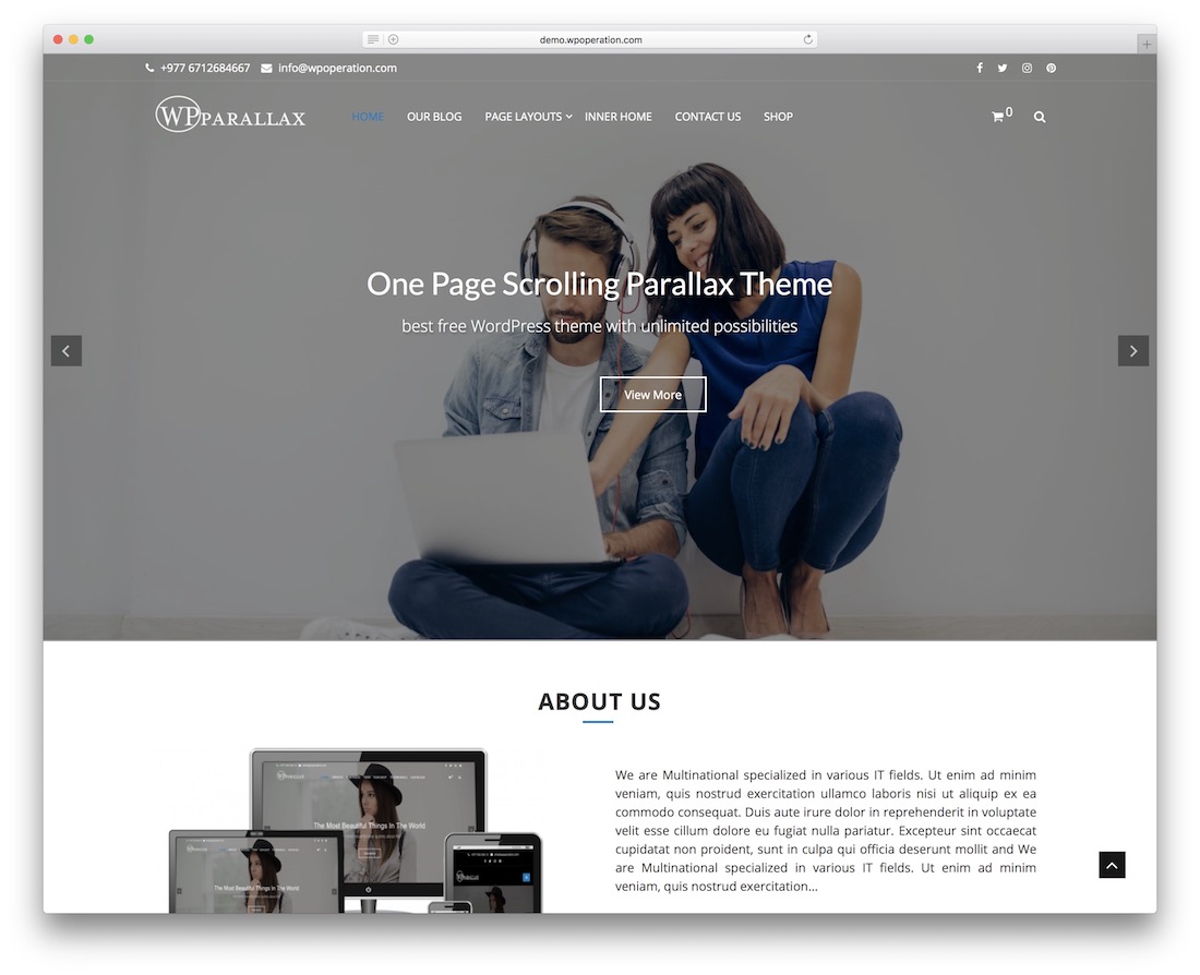 wpparallax free wordpress theme