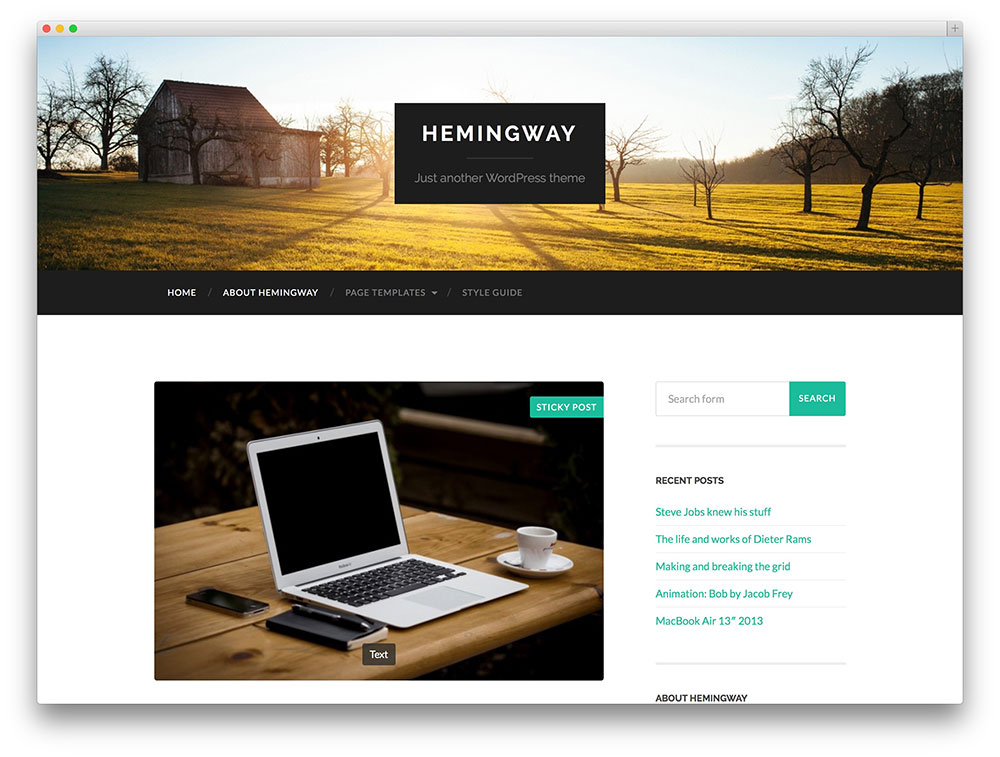 tema do blog hemingway