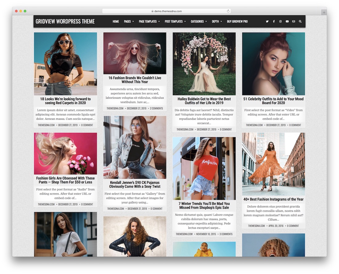 thème wordpress gratuit gridview