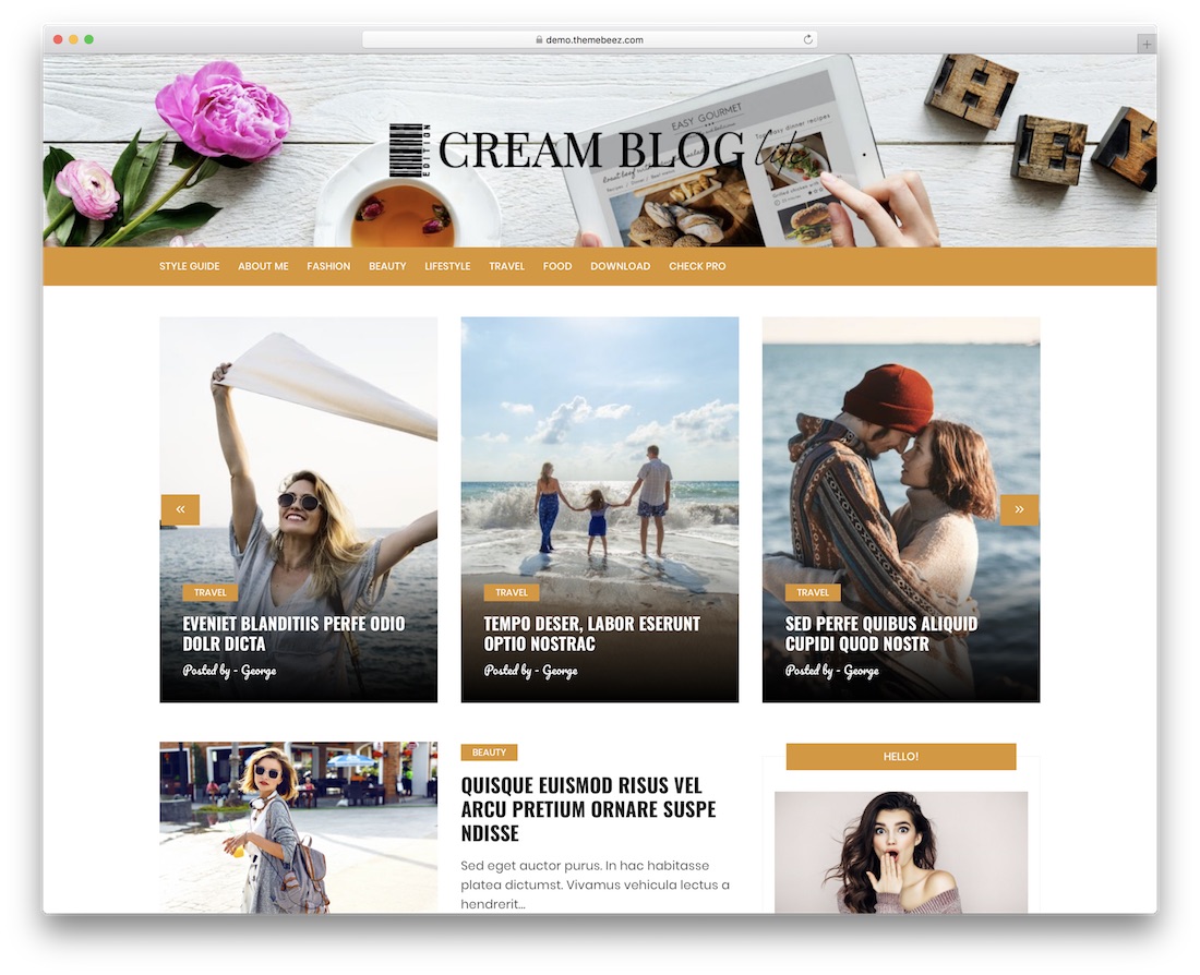 thème wordpress grille gratuit blog lite crème