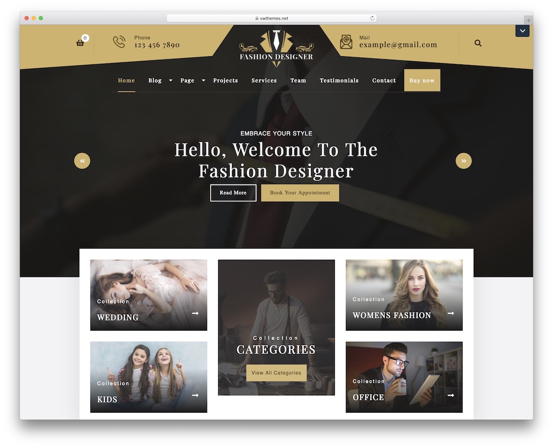tema de wordpress gratuito de designer de moda