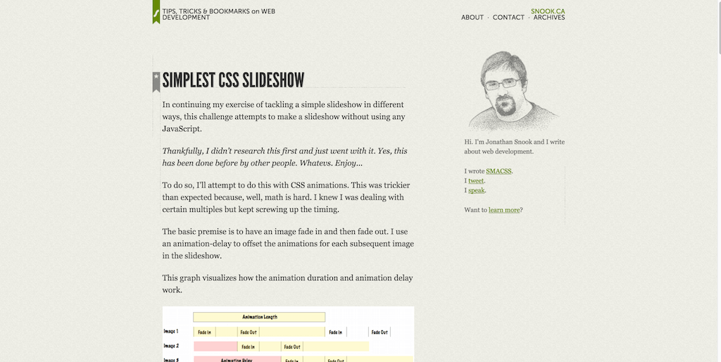 最も単純なCSSスライドショーSnook.ca