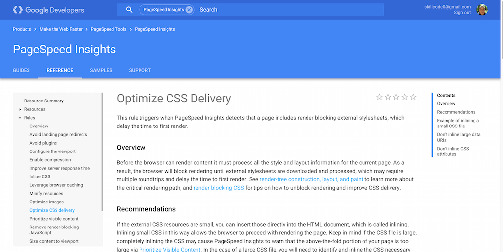 CSS配信の最適化PageSpeedInsights Google Developers