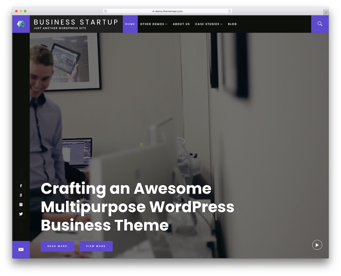 tema de vídeo wordpress gratuito de inicialização de negócios
