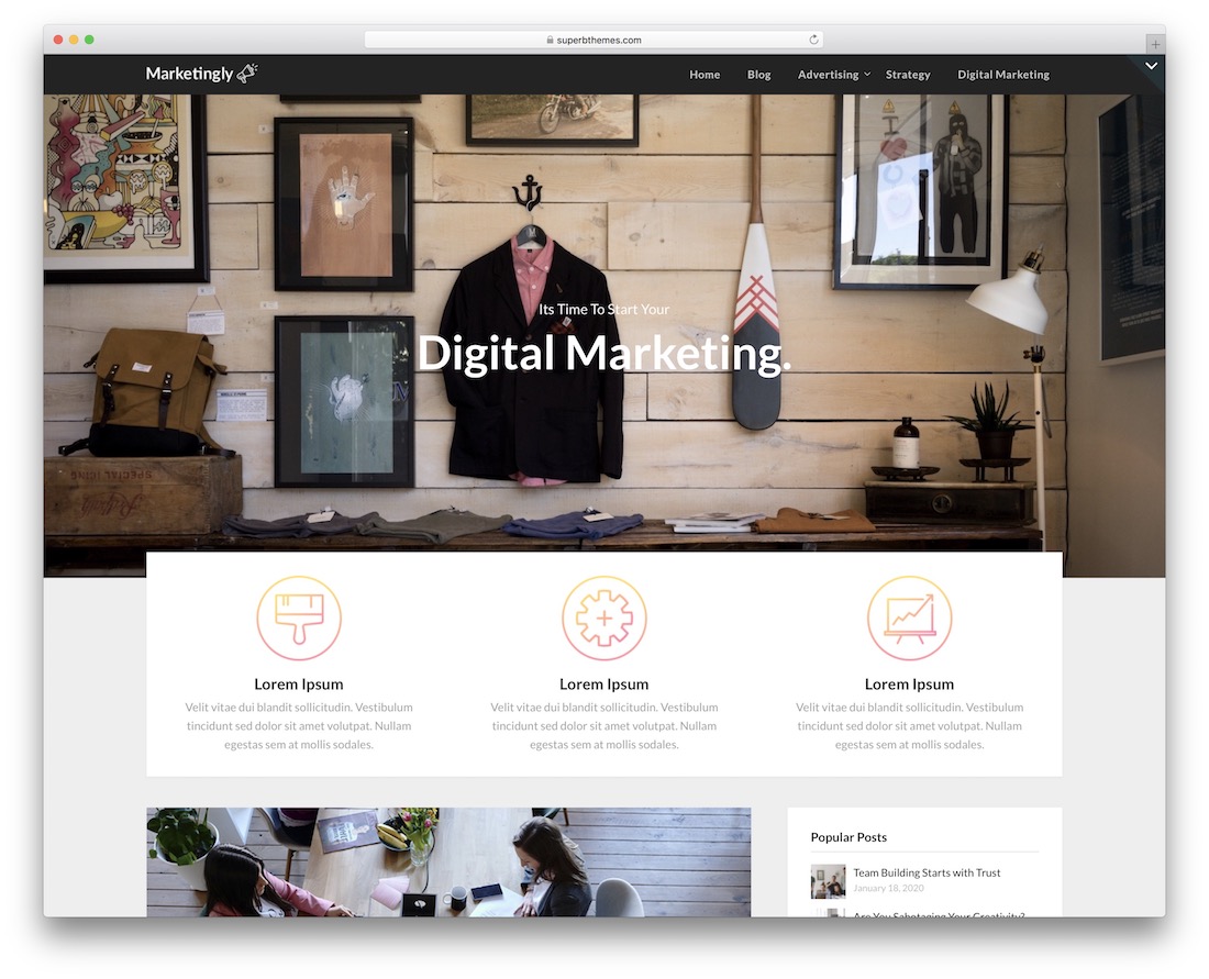 tema de vídeo wordpress gratuito de marketing
