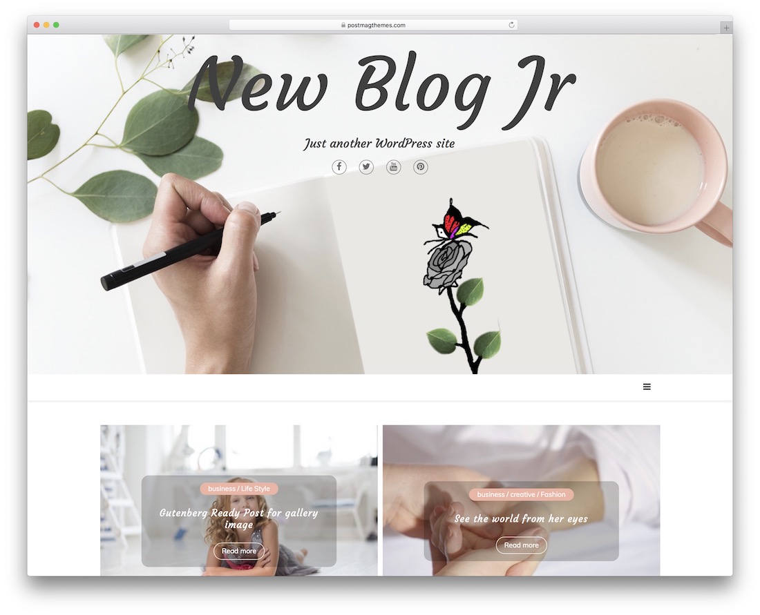 nowy blog jr darmowy minimalny motyw wordpress