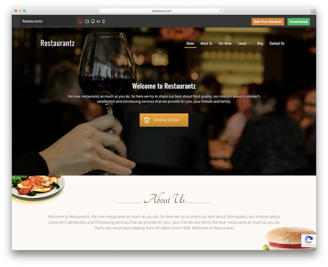 restaurantz 무료 워드프레스 테마