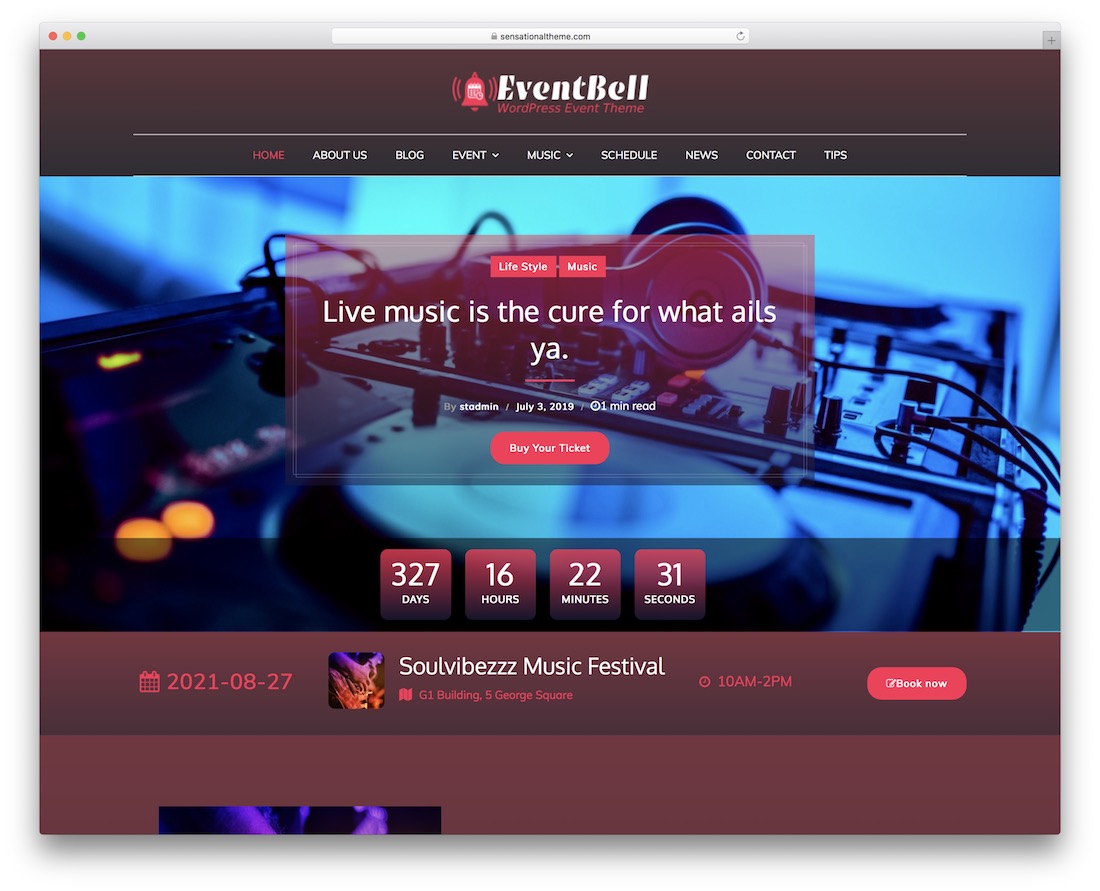 Darmowy motyw wordpress eventbell