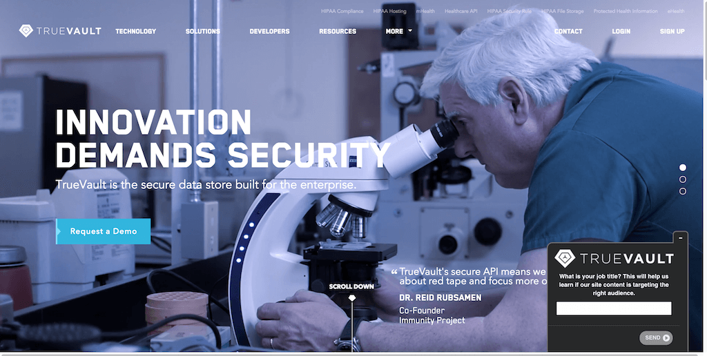 API conforme HIPAA Secure Data Store TrueVault