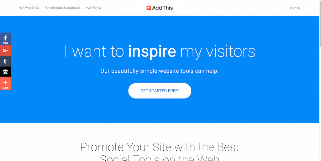 AddThis Ottieni più condivisioni e segui con strumenti per siti Web intelligenti