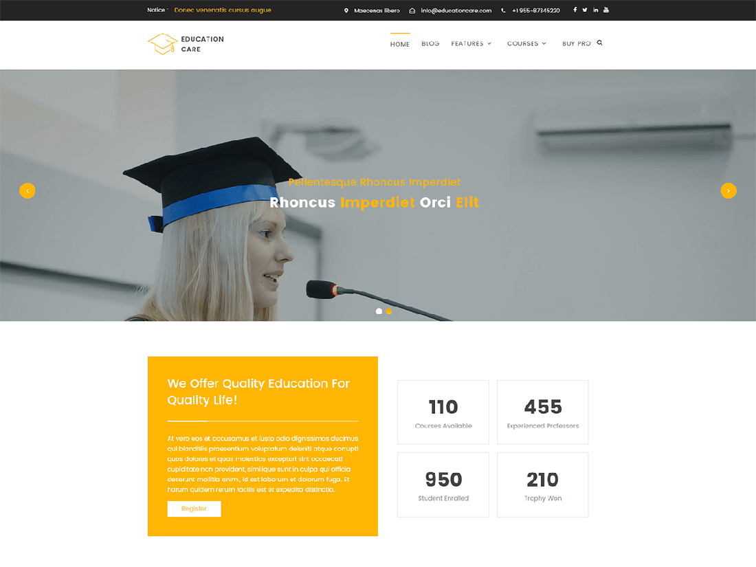 Tema educativo de WordPress para el cuidado de la educación
