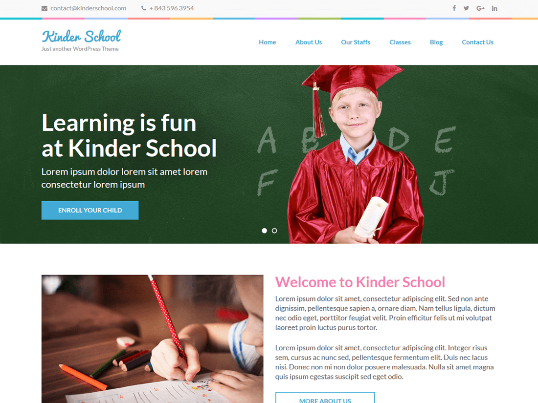 Tema educativo de WordPress para preescolar y jardín de infantes