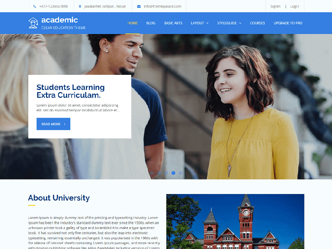 Tema de educación académica de WordPress
