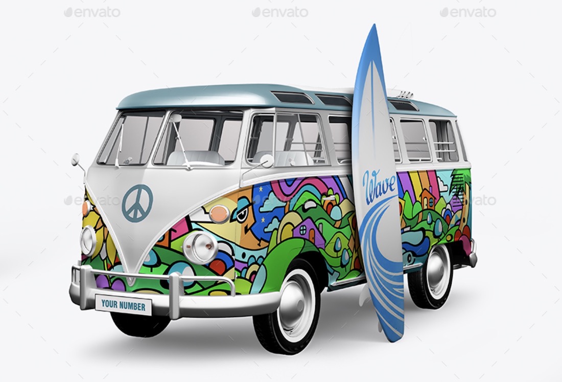 Hippie Bus Surf Board نموذج بالحجم الطبيعي