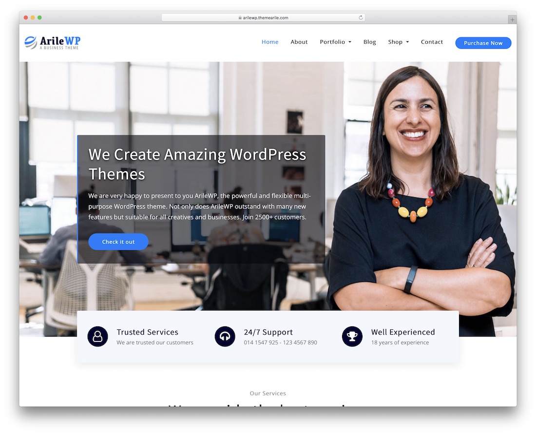 tema de abogados de wordpress gratuito de arilewp