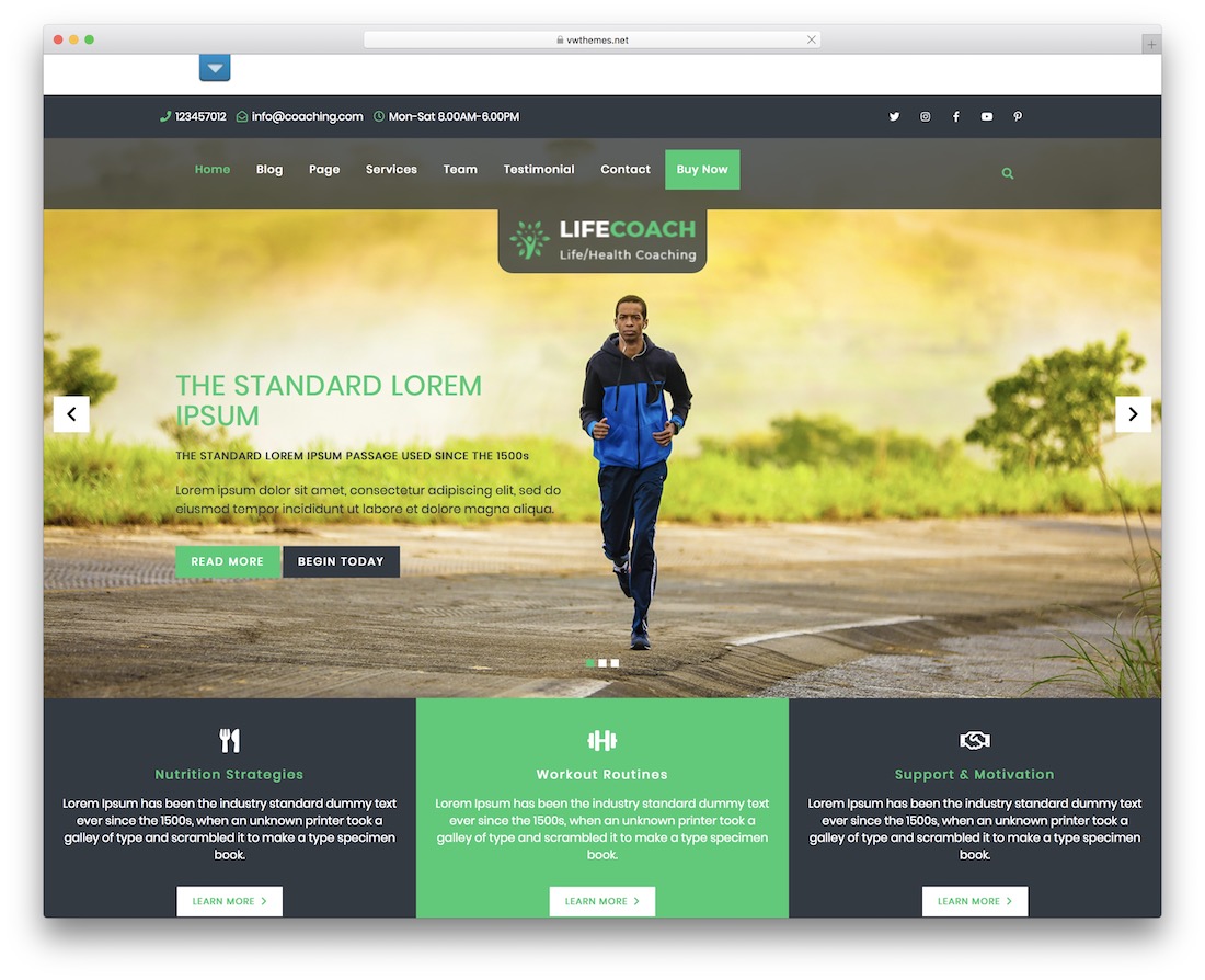 vw health coaching tema gratuito de wordpress
