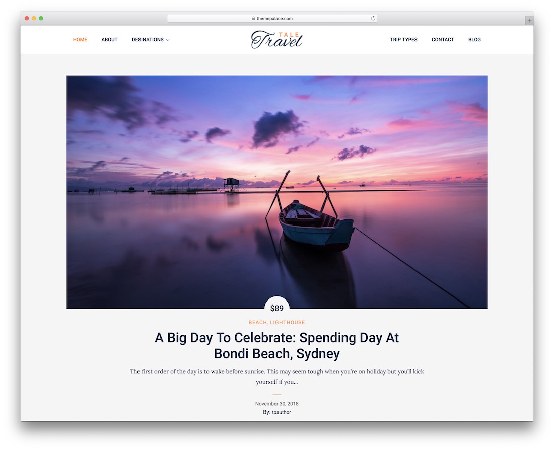 thème wordpress gratuit de voyage de conte