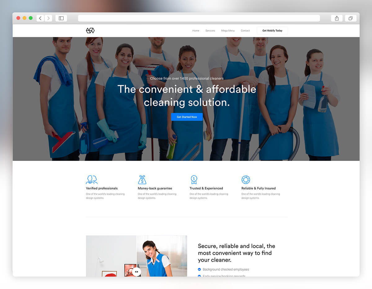 tema de wordpress de la empresa de limpieza de webify