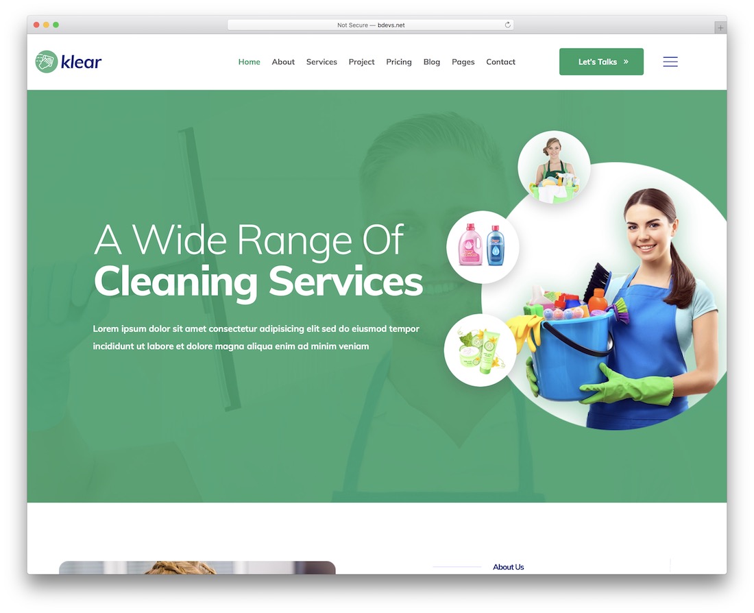 tema de la empresa de limpieza klear
