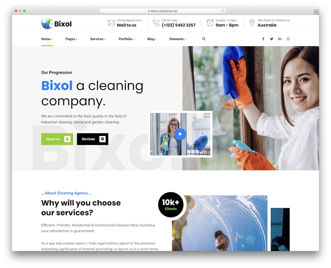 tema de la empresa de limpieza bixol