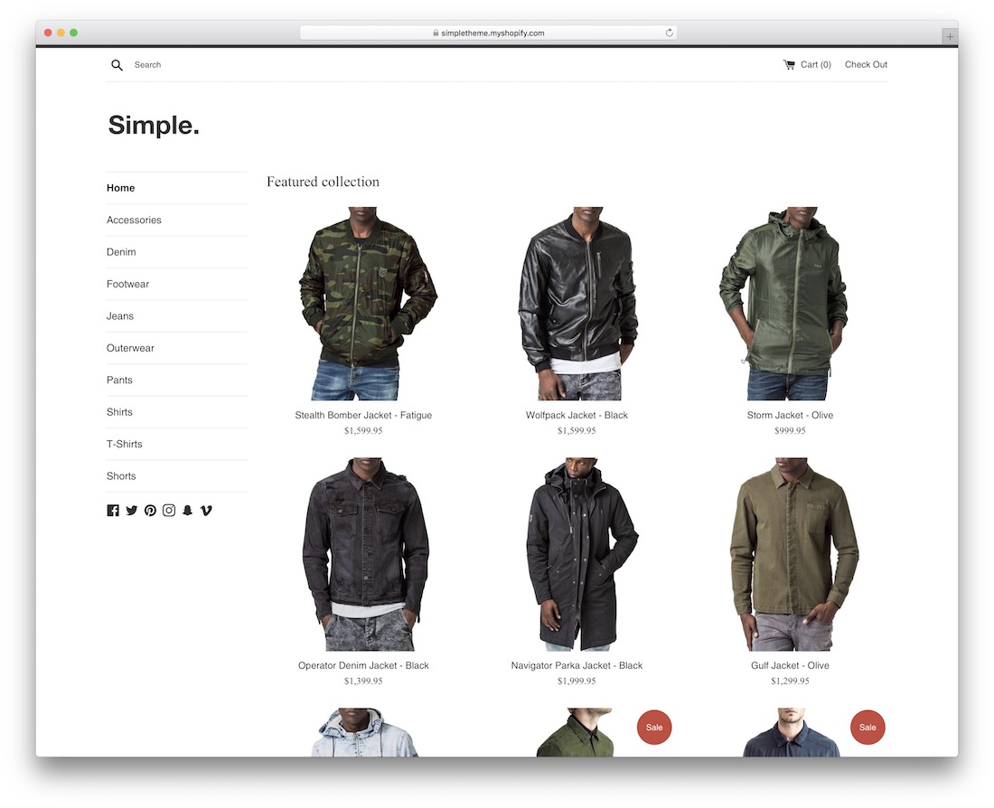 レスポンシブシンプルなShopifyテーマ