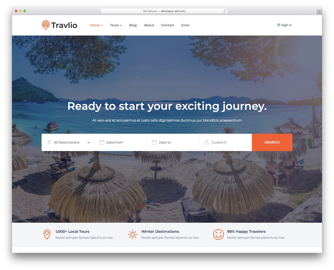 agencia de viajes travlio tema wordpress
