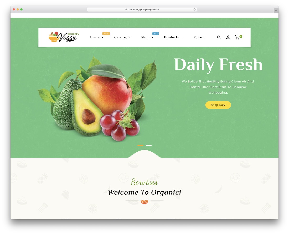 vegetarisches Shopify Parallax-Thema