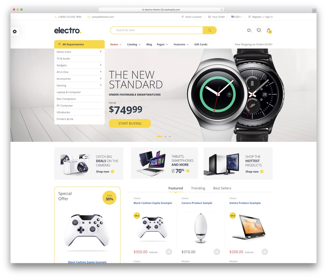 tema de tecnología electro shopify