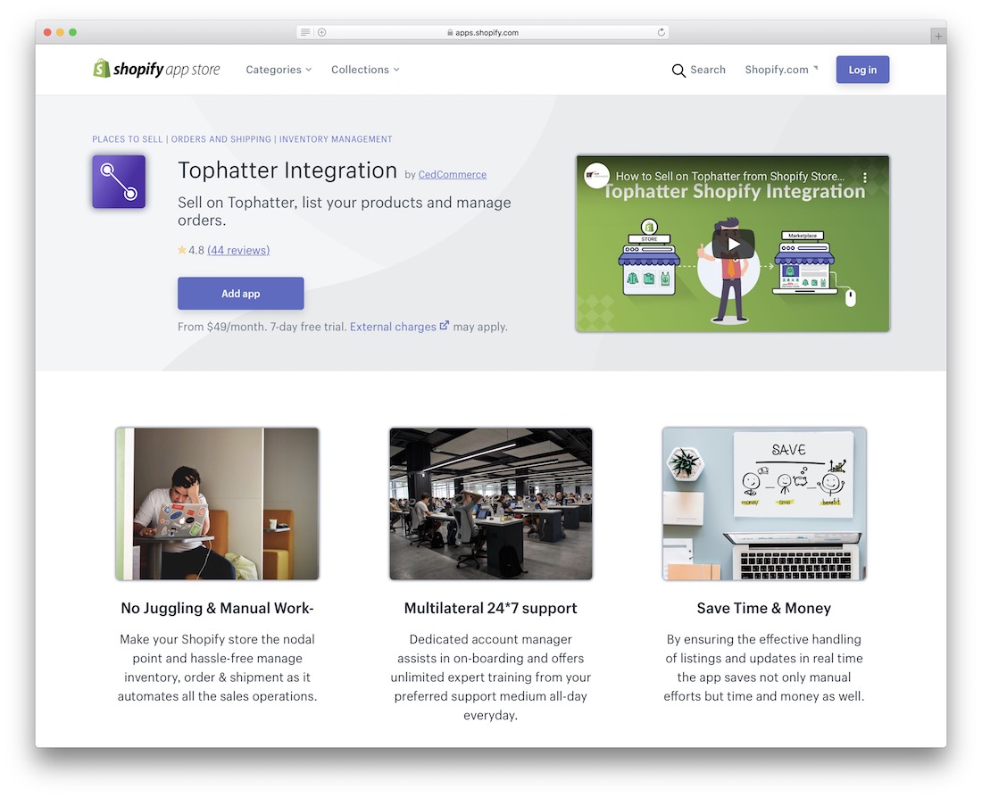tophatter shopify 市场应用程序