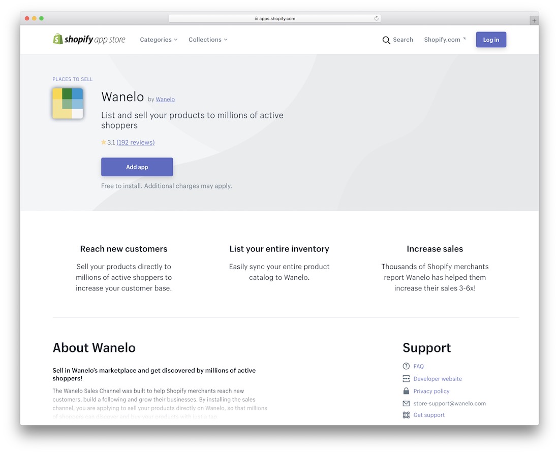 wanelo shopify 市场应用程序