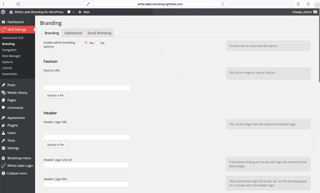 White-Label-Branding für WordPress-Optionen