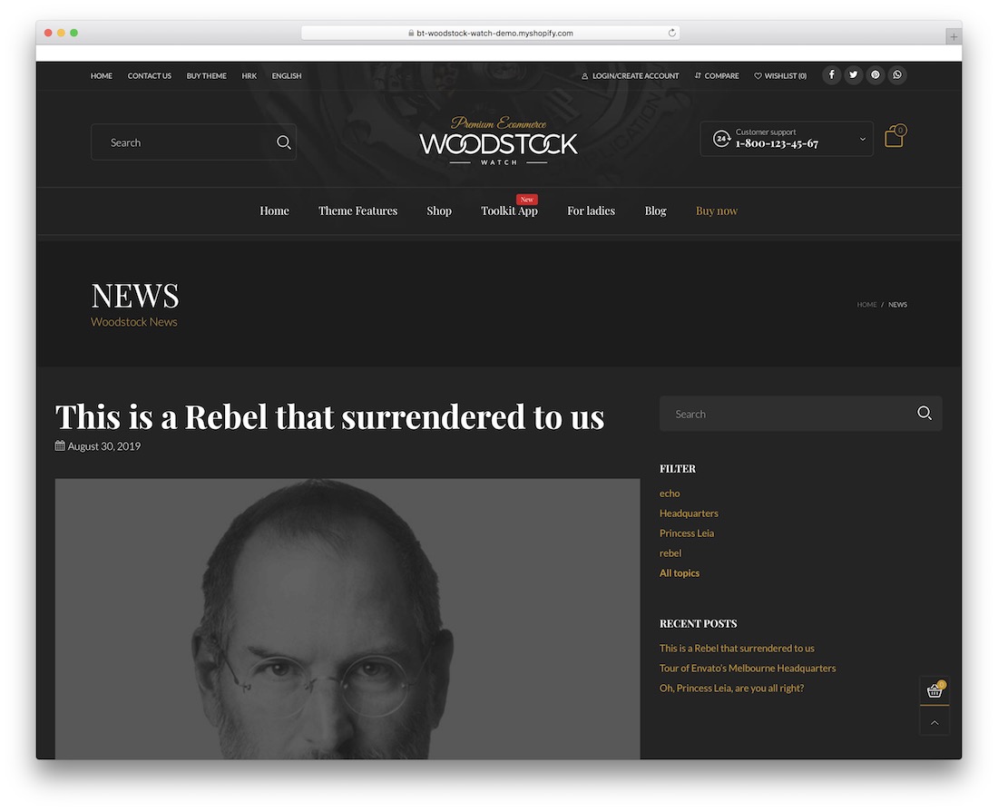 woodstock shopify موضوع المدونة