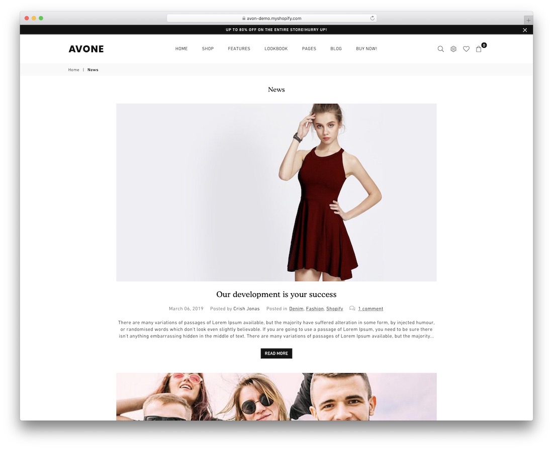 أفون shopify موضوع المدونة