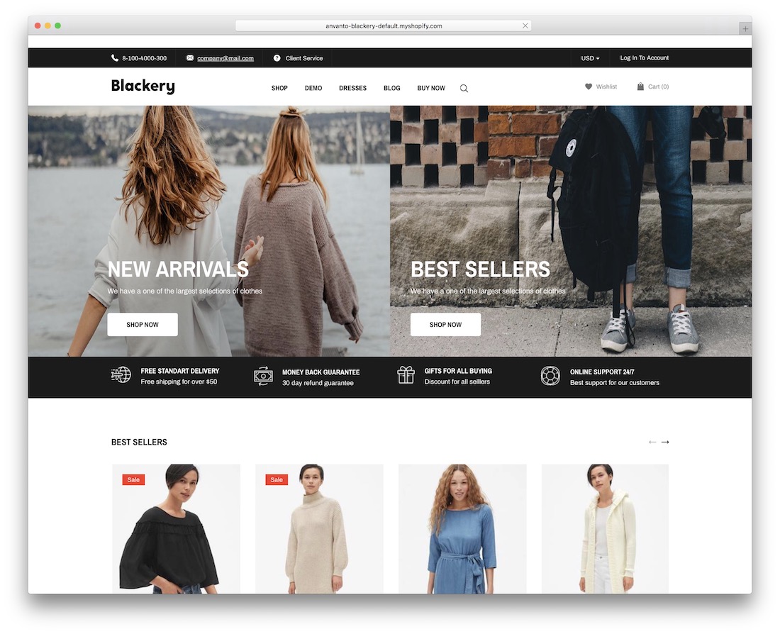 Blackery Shopify Theme für T-Shirts