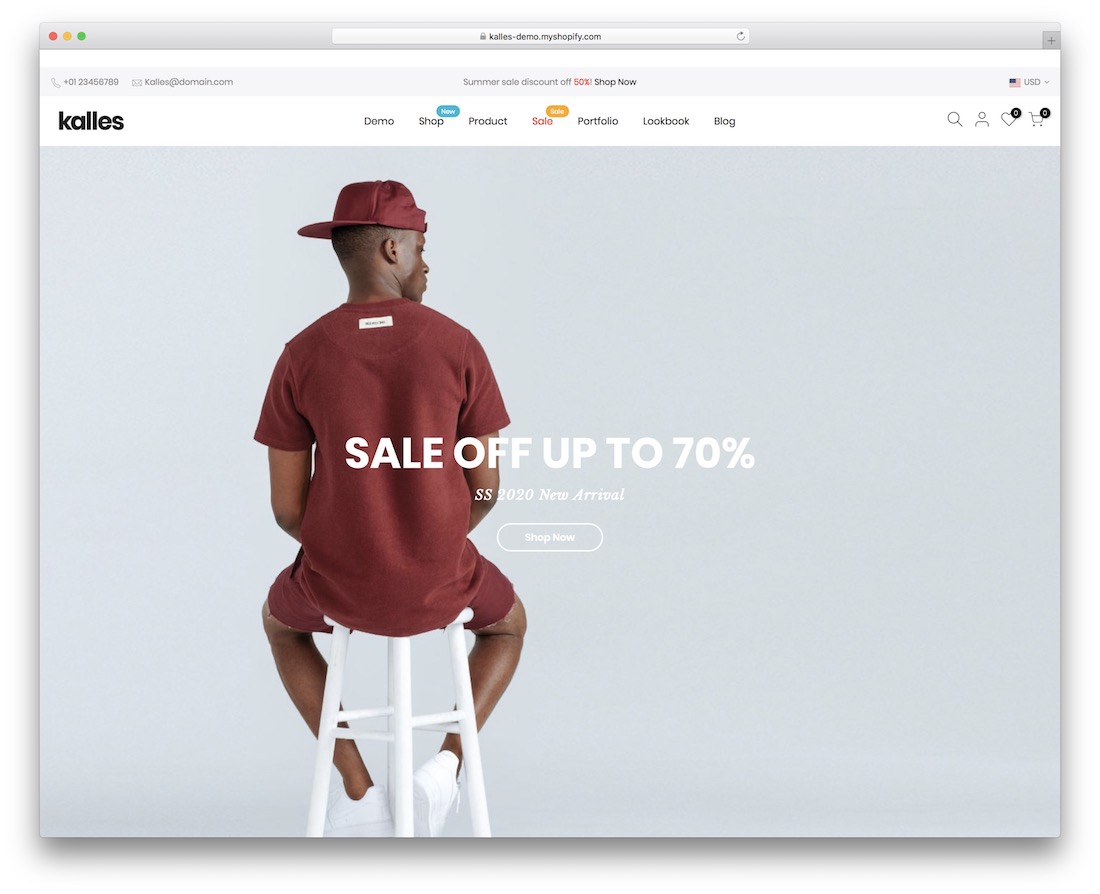 kalles shopify thema für t-shirts