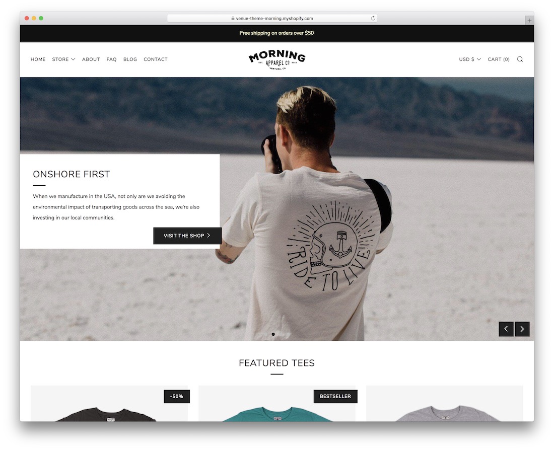 Veranstaltungsort Shopify Thema für T-Shirts