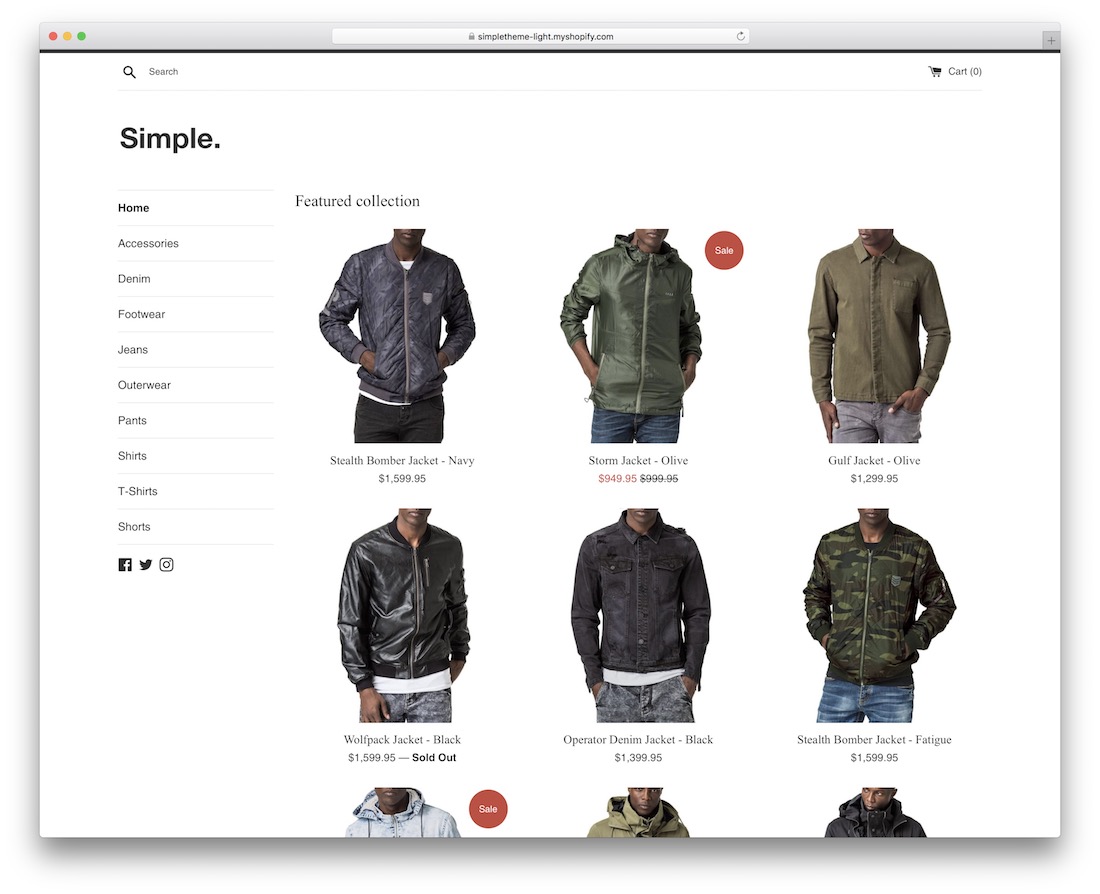 einfaches Shopify-Theme für T-Shirts
