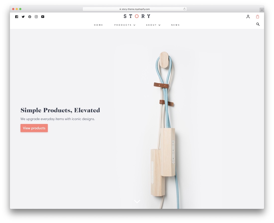 قصة منتج واحد موضوع shopify