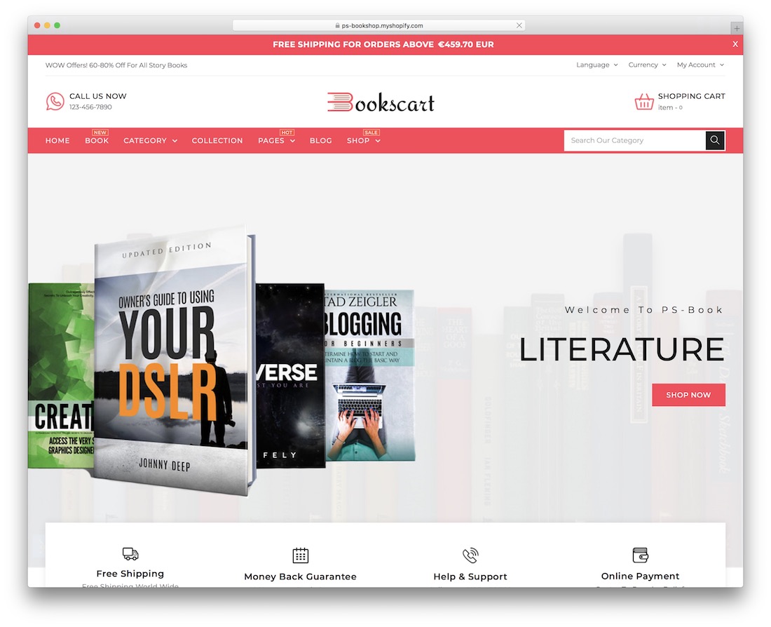 Bücherwagen Shopify Buchhandlung Thema