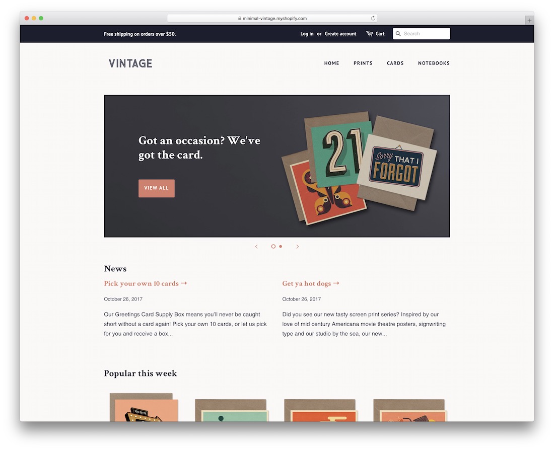 الحد الأدنى استجابة موضوع shopify